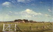 Laurits Andersen Ring Fenced in Pastures by a Farm with a Stork Nest on the Roof painting